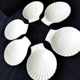 6 Pillivuyt white porcelain shell bowls