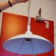 Vintage Delmas adjustable height white pendant light