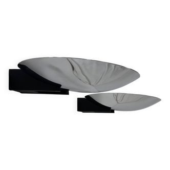 Vintage Disderot wall sconces, chrome and black, France, 1980.