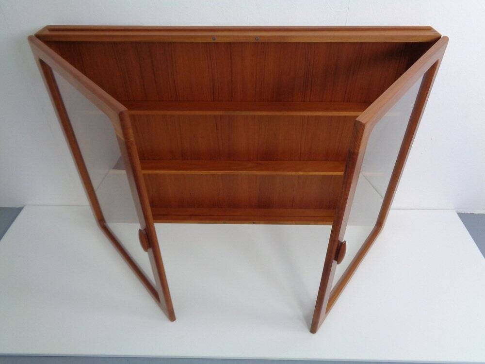 Wall cabinet with glass doors from Dyrlund, Denmark, 1970s.