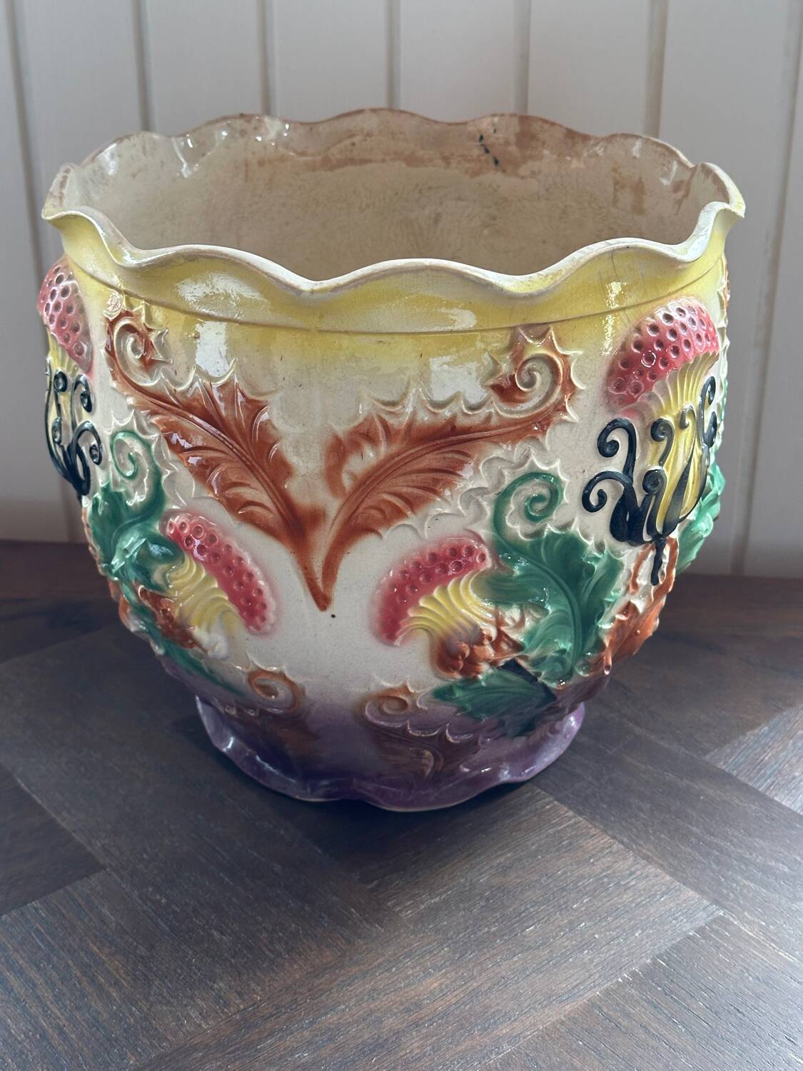 Earthenware cache-pot from the early 20th century.