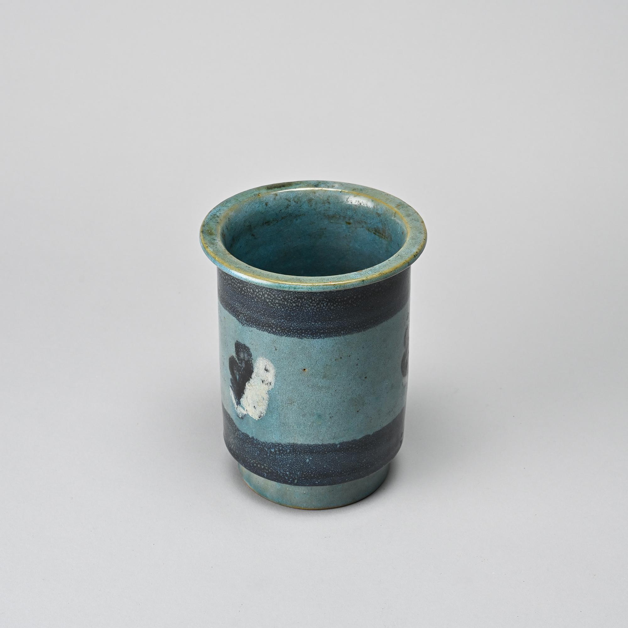 Small glazed ceramic pot by Menelika pottery, circa 1950.