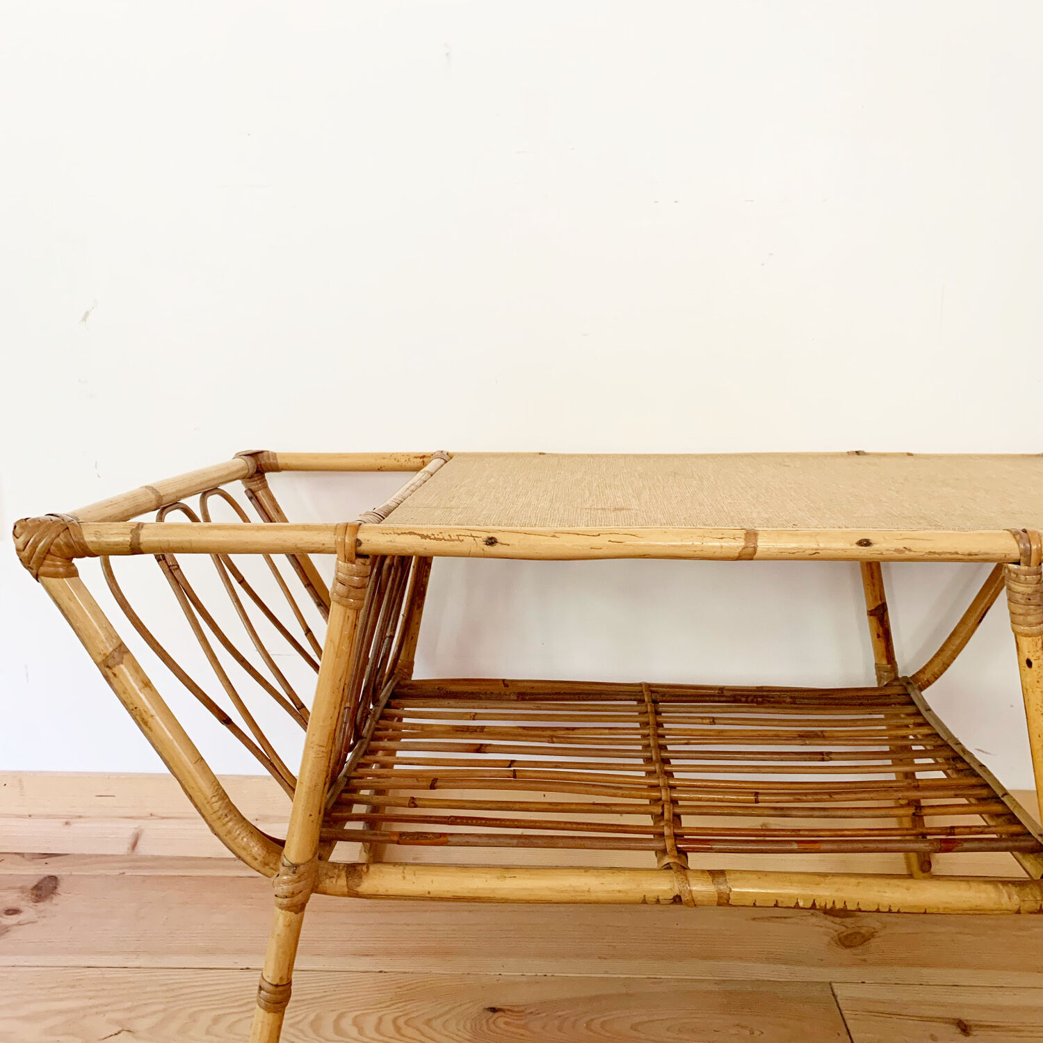 Rattan coffee table from the 50s