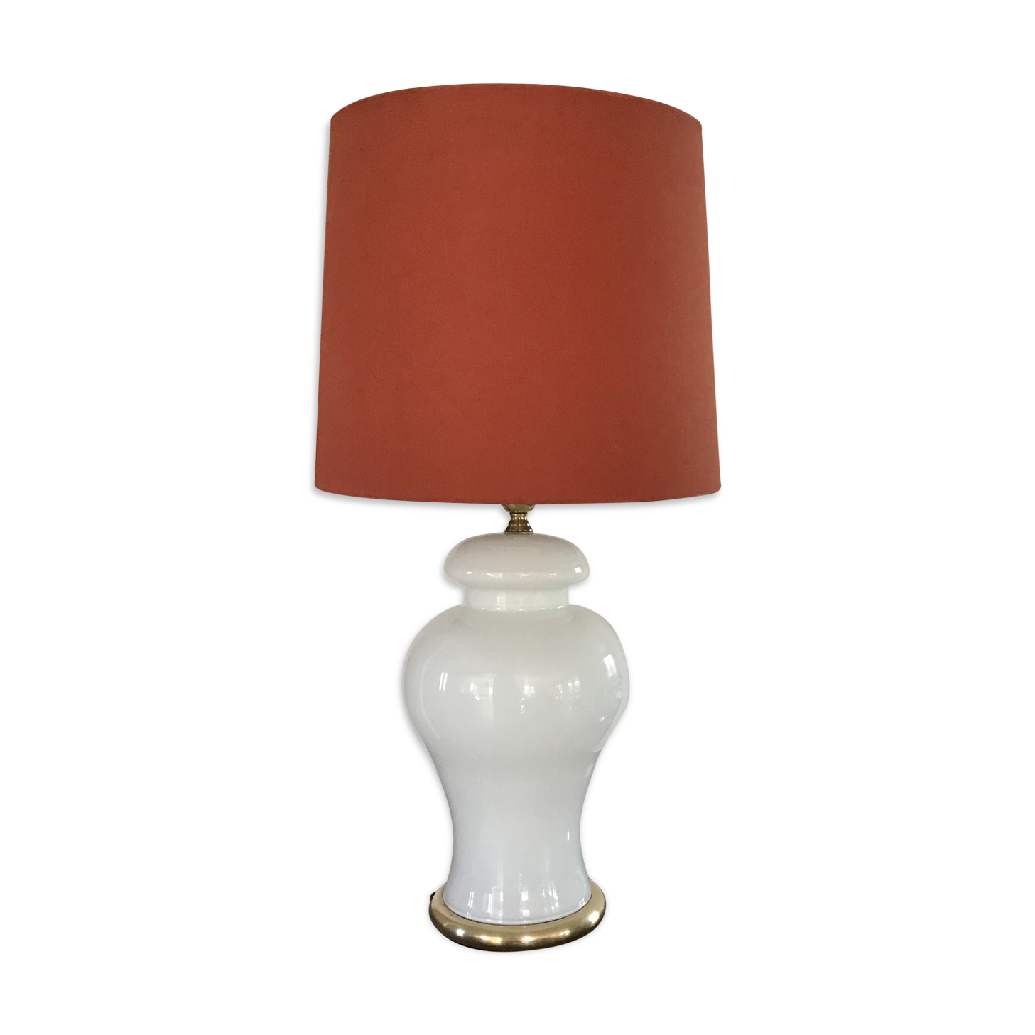 Vintage opaline lamp and brass 50 cm