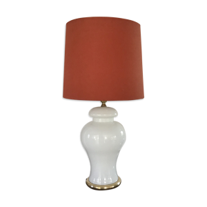 Lampe vintage opaline et laiton