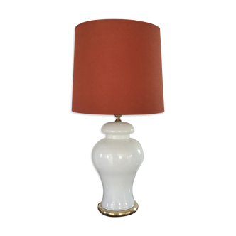 Lampe vintage opaline et laiton