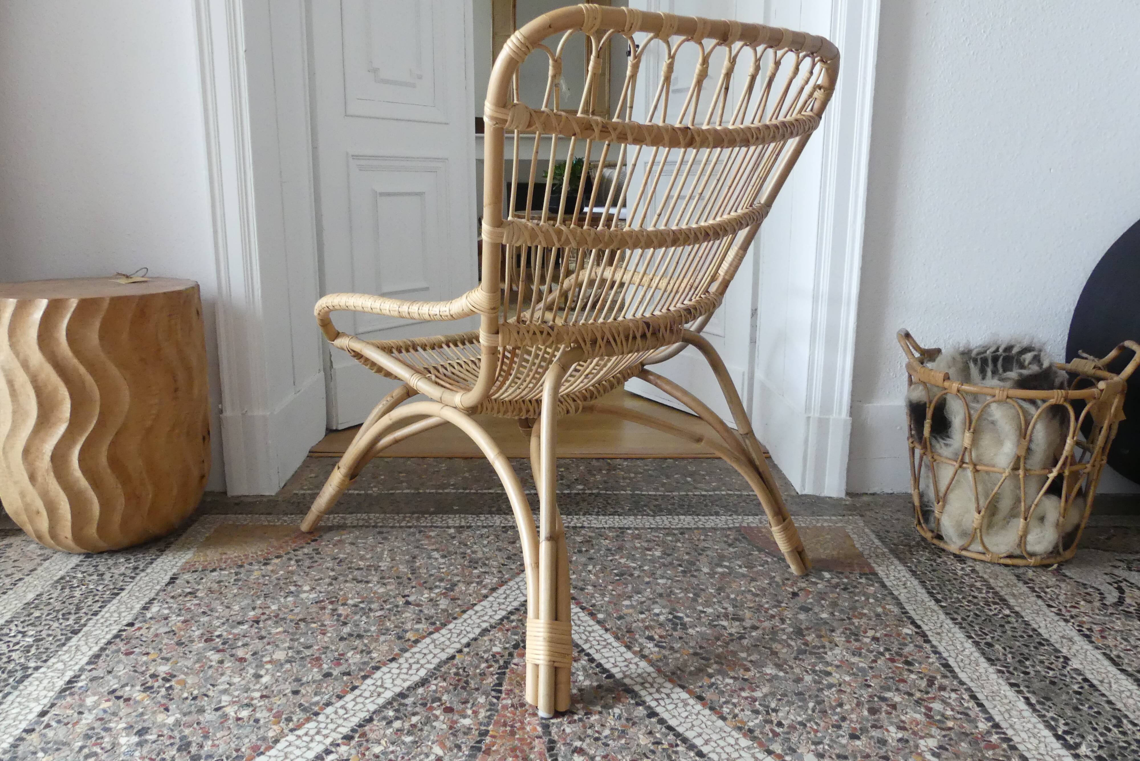 Natural rattan armchair