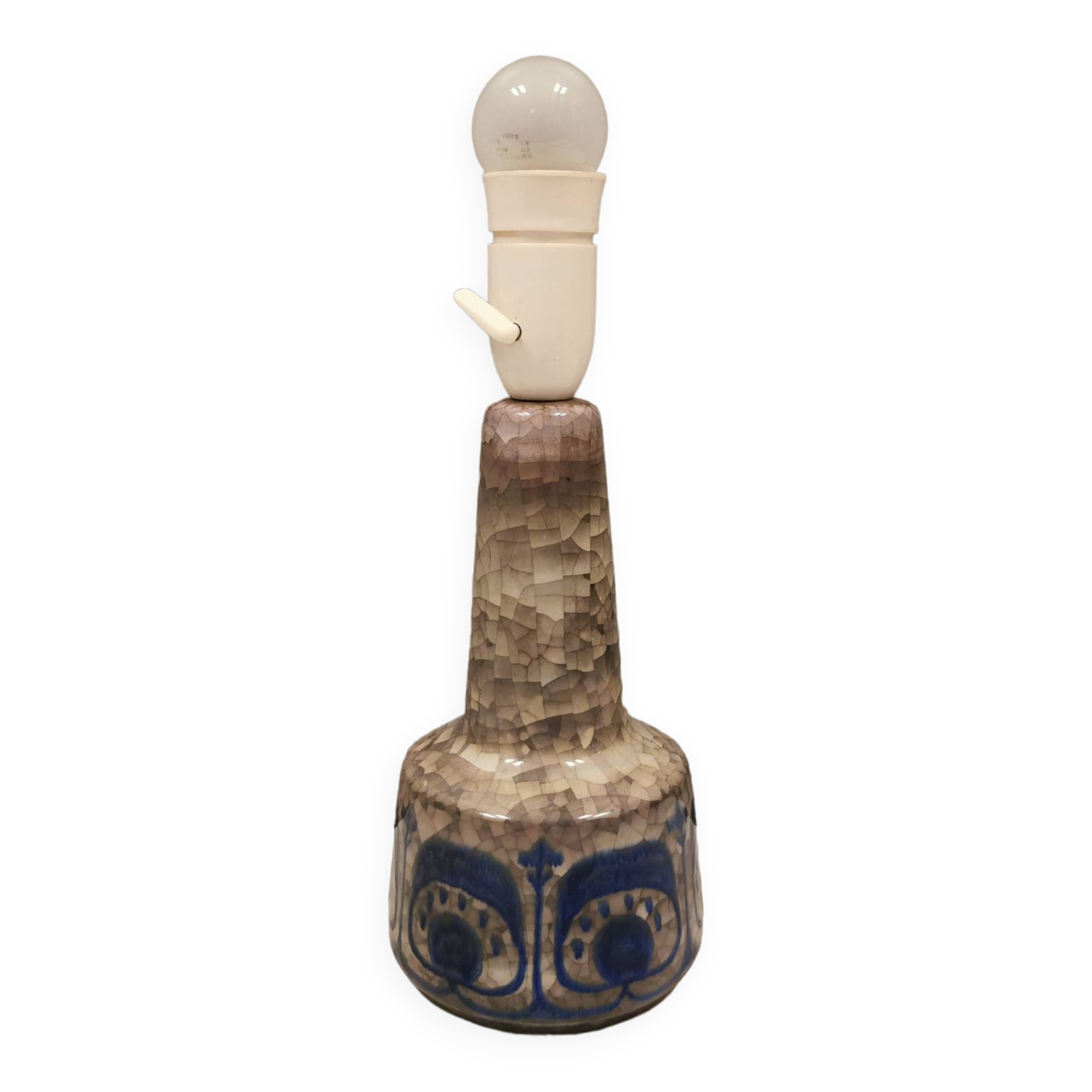 Ceramic table lamp in Grey/Blue crackled glaze, made by Michael Andersen Denmark