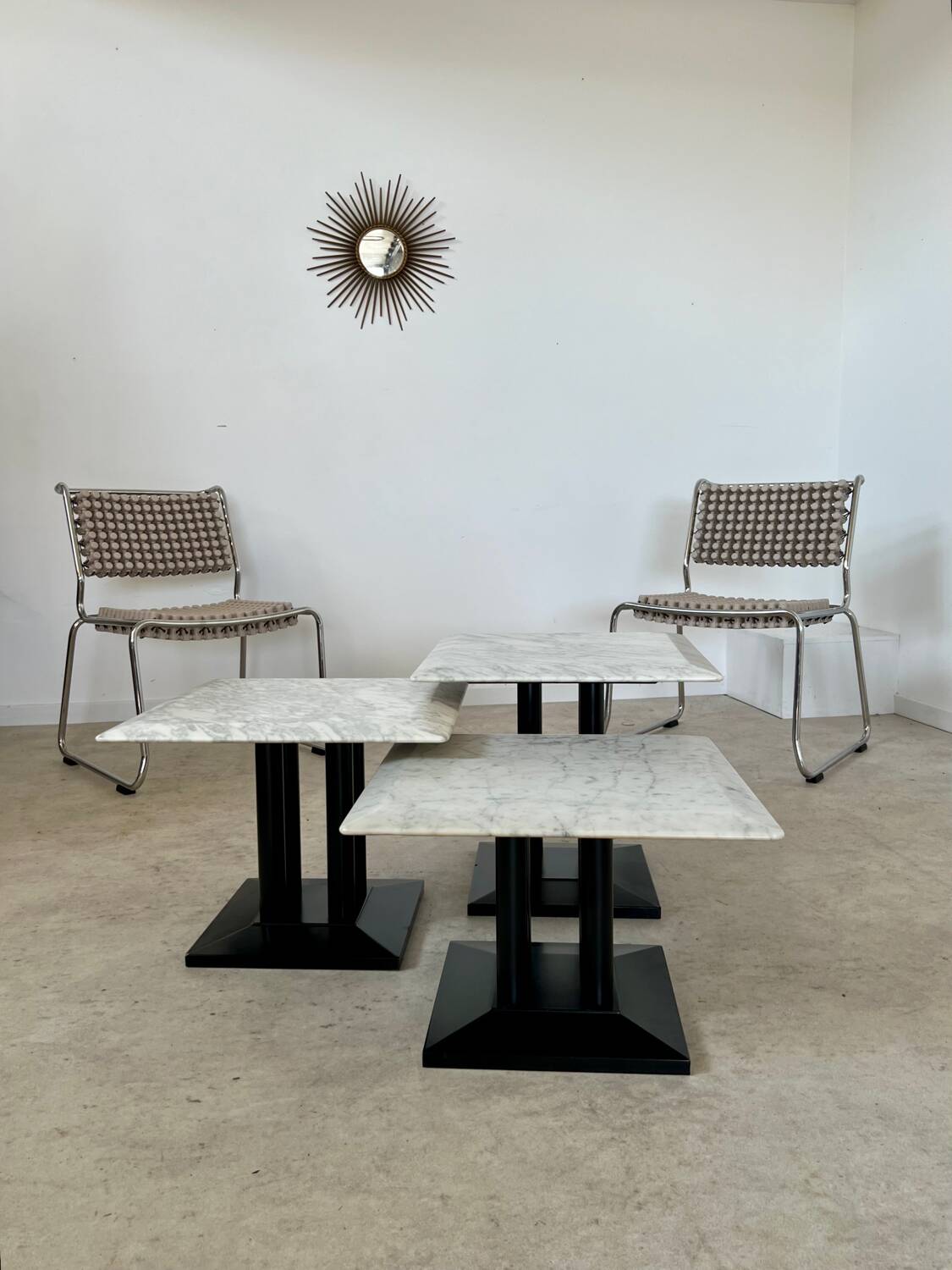 Italian design nesting marble coffee table set from the 70s vintage