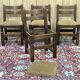 Suite de 4 chaises brutalistes en chêne des années 1950