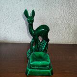 Saint Clement earthenware ashtray representing 1 doe signed Green