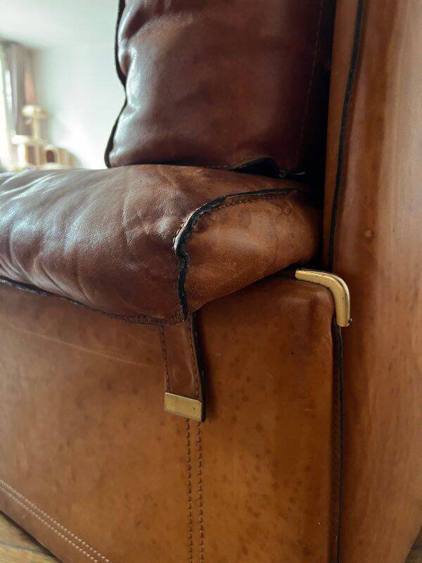 Brown leather sofa by Marco Milicich for Baxter Arcon, 1970s