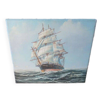 Painting "Caravelle Returning to Port" by John Ambrose Oil on Canvas