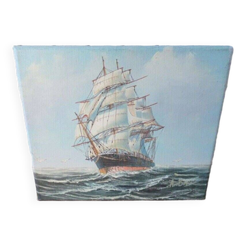 Painting "Caravelle Returning to Port" by John Ambrose Oil on Canvas