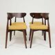 Modern Set of 4 Dining Chairs, Ochre Bouclè and Dark walnut beech wood