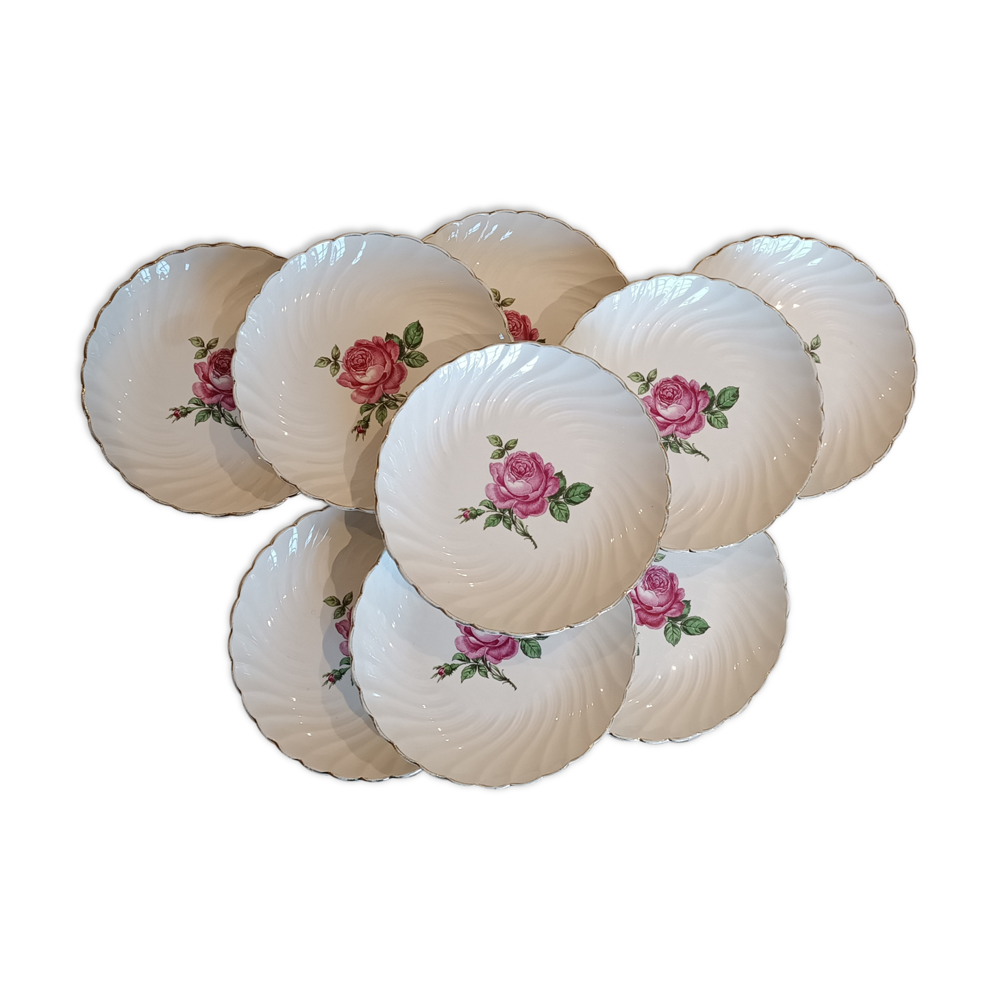 9 dessert plates in Gien earthenware