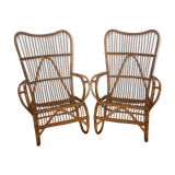 Pair of rattan armchairs