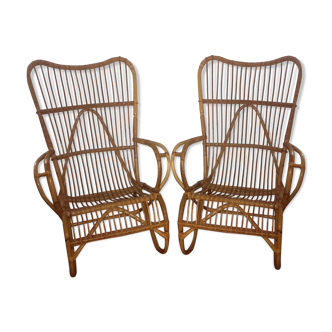 Pair of rattan armchairs