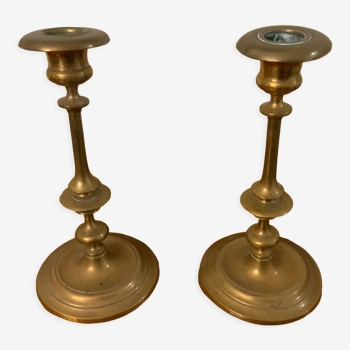Duo of copper candlesticks