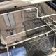 70s rolling trolley in glass and cream metal