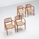 Niels Otto Moller model 66 armchairs in teak and paper cord Denmark 1970