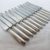 12 Christofle table knives Louis XVI bow ribbon Silver metal punch balance steel blade