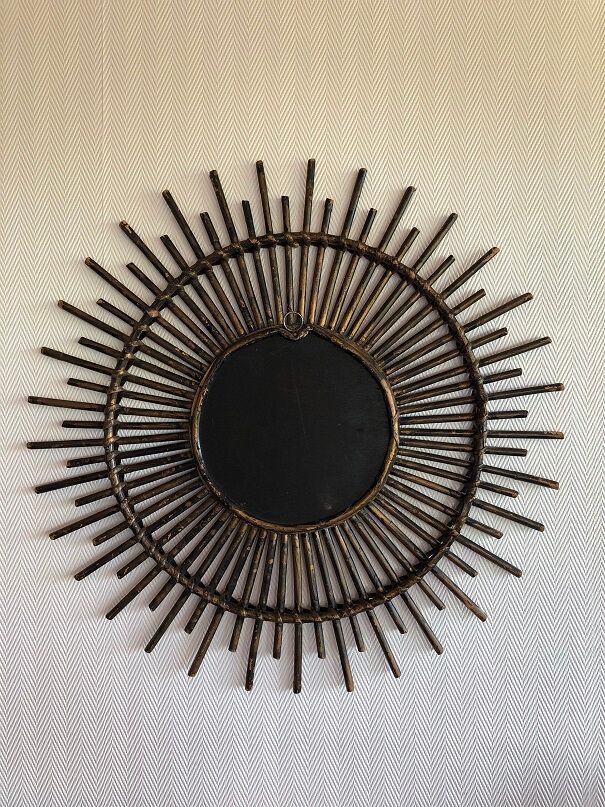 Rattan sun mirror - vintage 70