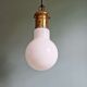 Large bulbous pendant light in white opaline and brass, 1960s.