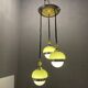 Mid-century lime green opaline glass light pendant