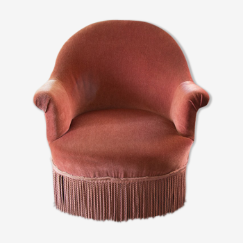 Fauteuil crapaud vieux rose