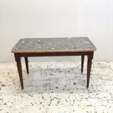 Table low wood, marble and brass