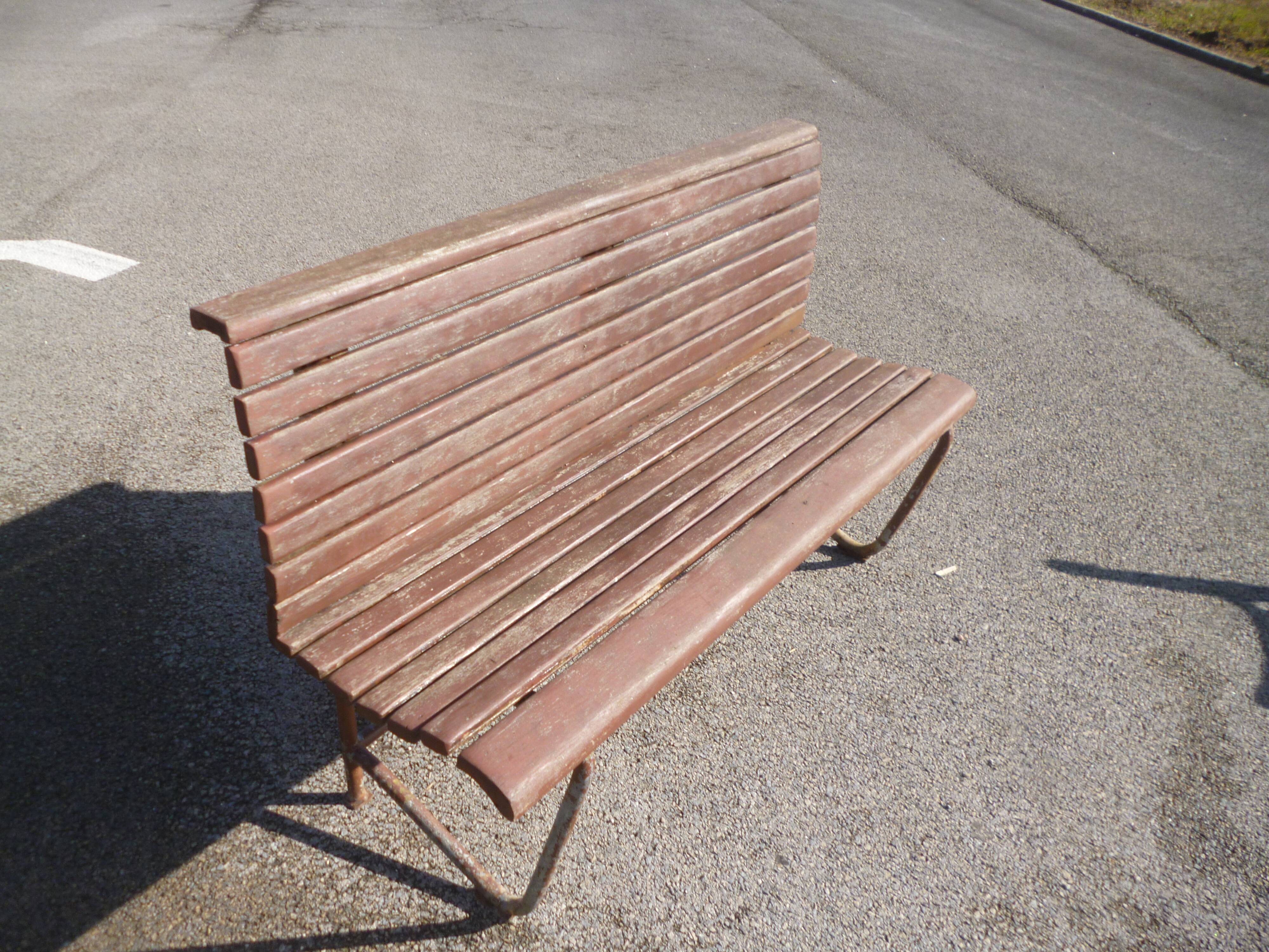 Barge bench in wood and iron