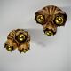 French floral bouquet three-light ceiling or wall light, gilt iron, 1940s