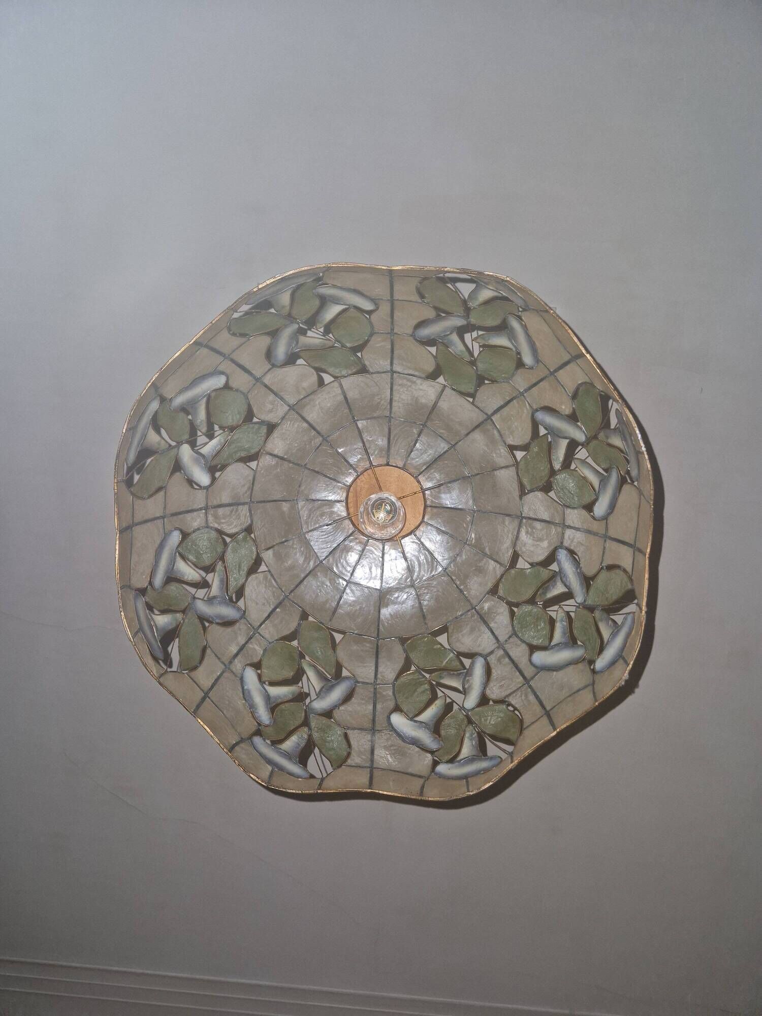 Old stained glass pendant light