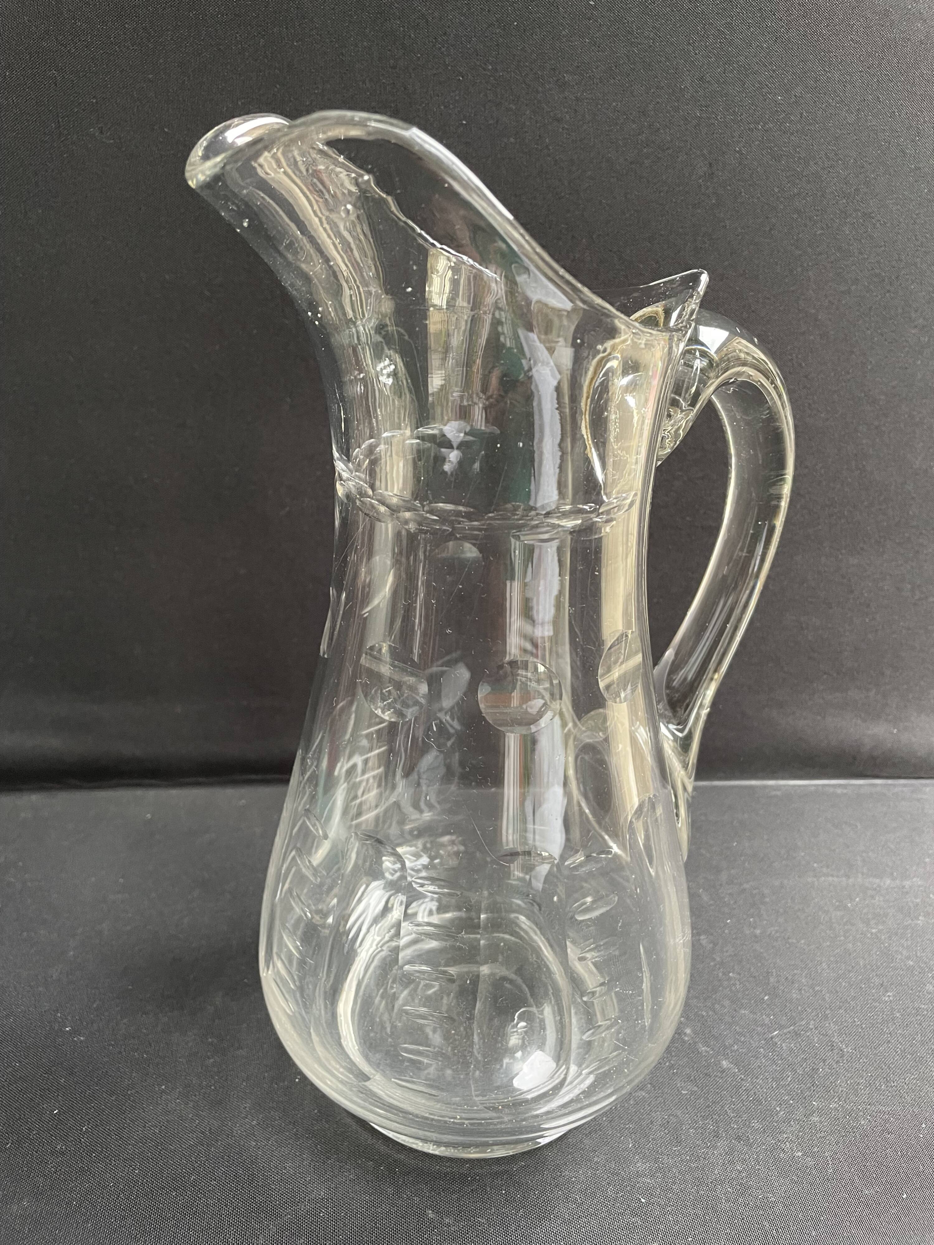 19th century blown and cut glass jug