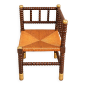 Chaise de coin de feu style Louis XIII bois tourné jonc tressé XIXe