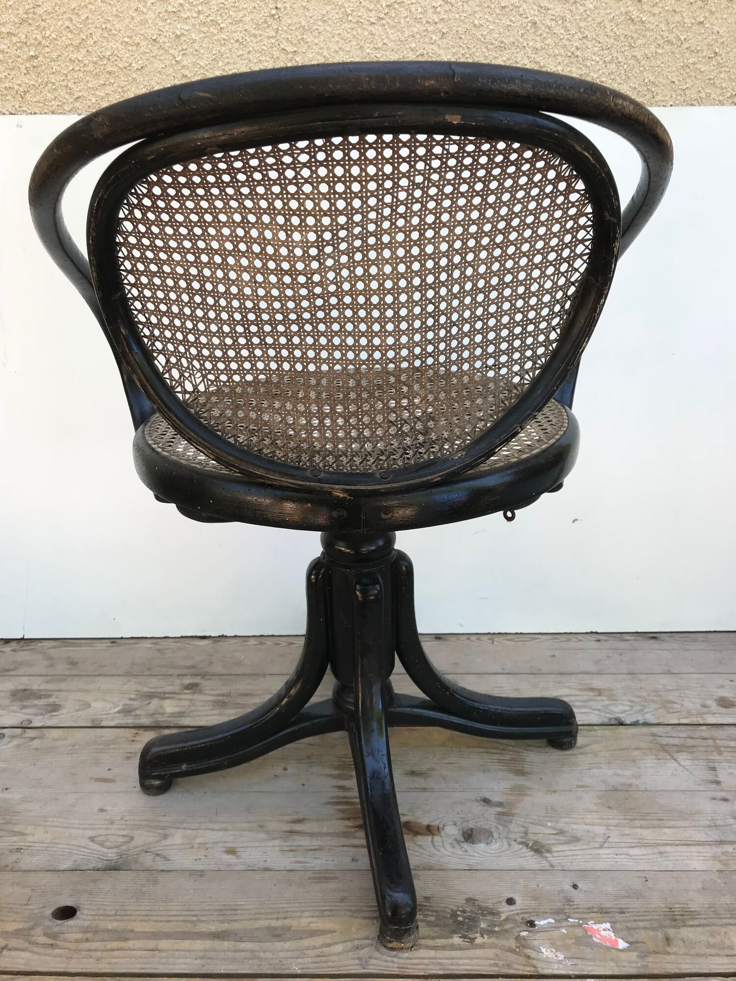 Chair swivel old Thonet bentwood, folder & canned seat Vintage