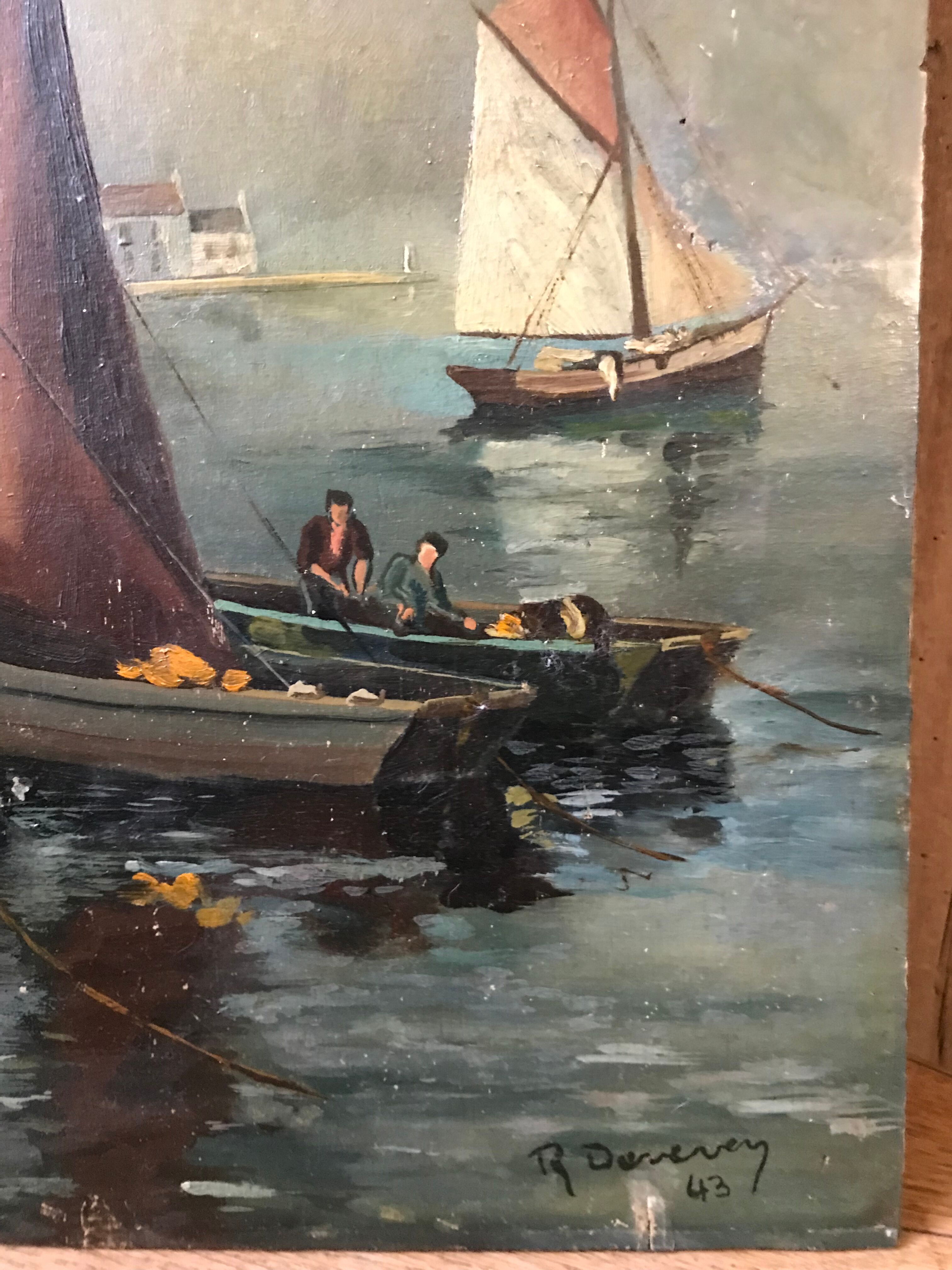 Marine on wood panel