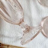 Set of 9 ice cream or fruit cups in pink Fidenza Italy molded glass