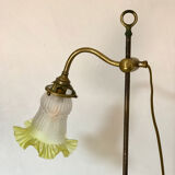 Yellow brass and opaline lamp