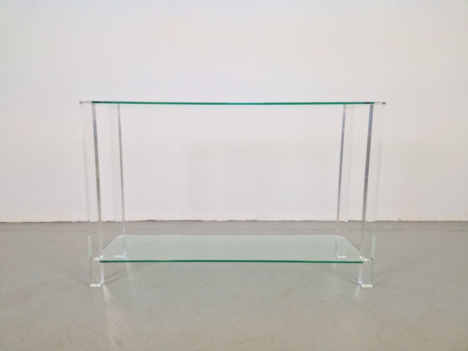 Table console en verre et acrylique The Hague de Bor Design, années 1990.