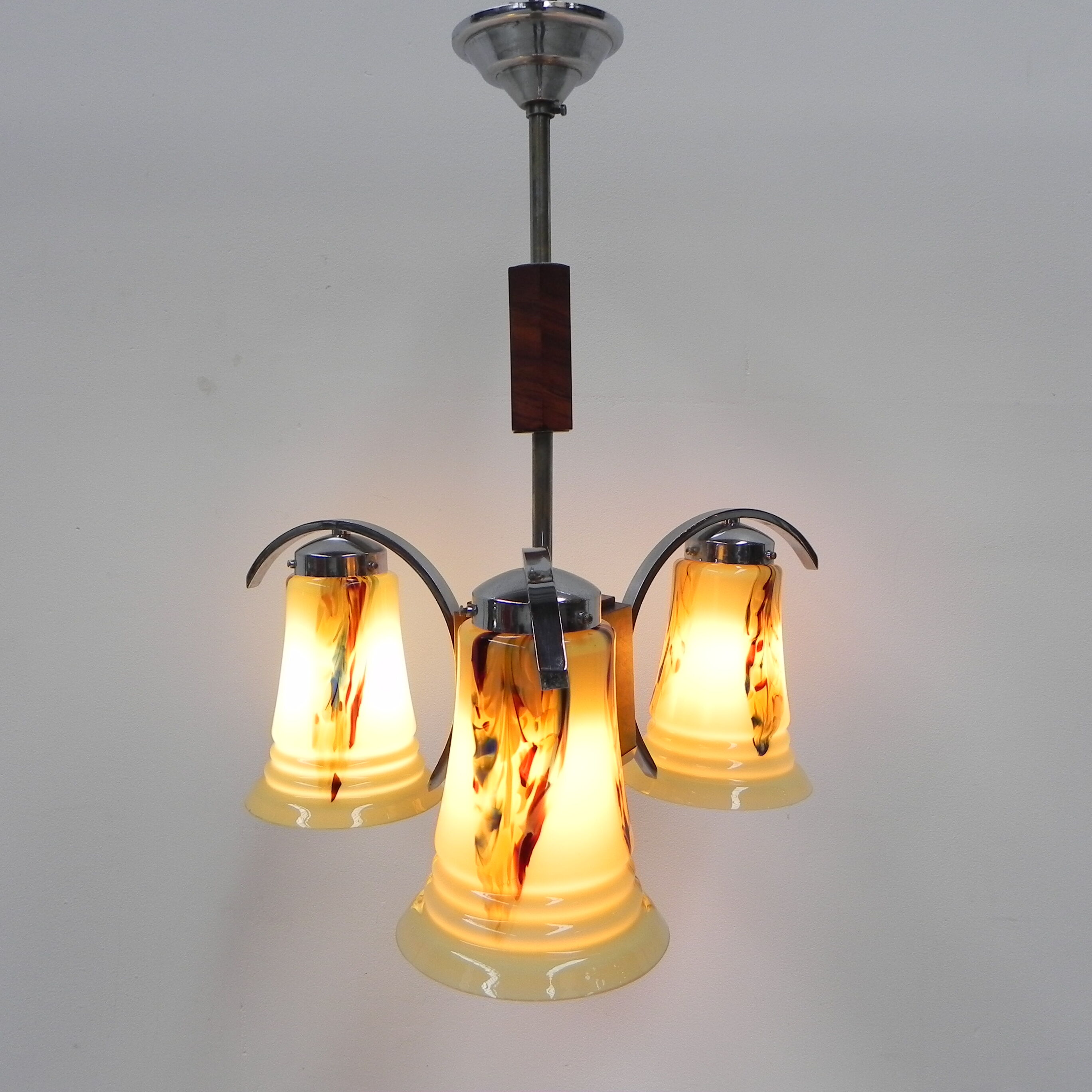 Art deco hanging lamp in glass
