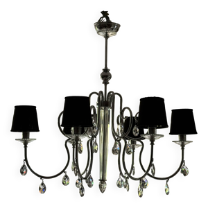 Lustre cristal murano - abat jour noir