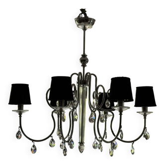 Murano crystal black lampshade chandelier
