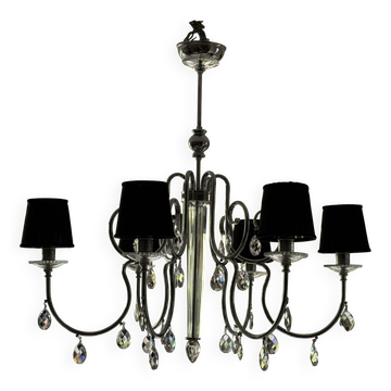 Lustre cristal murano abat jour noir