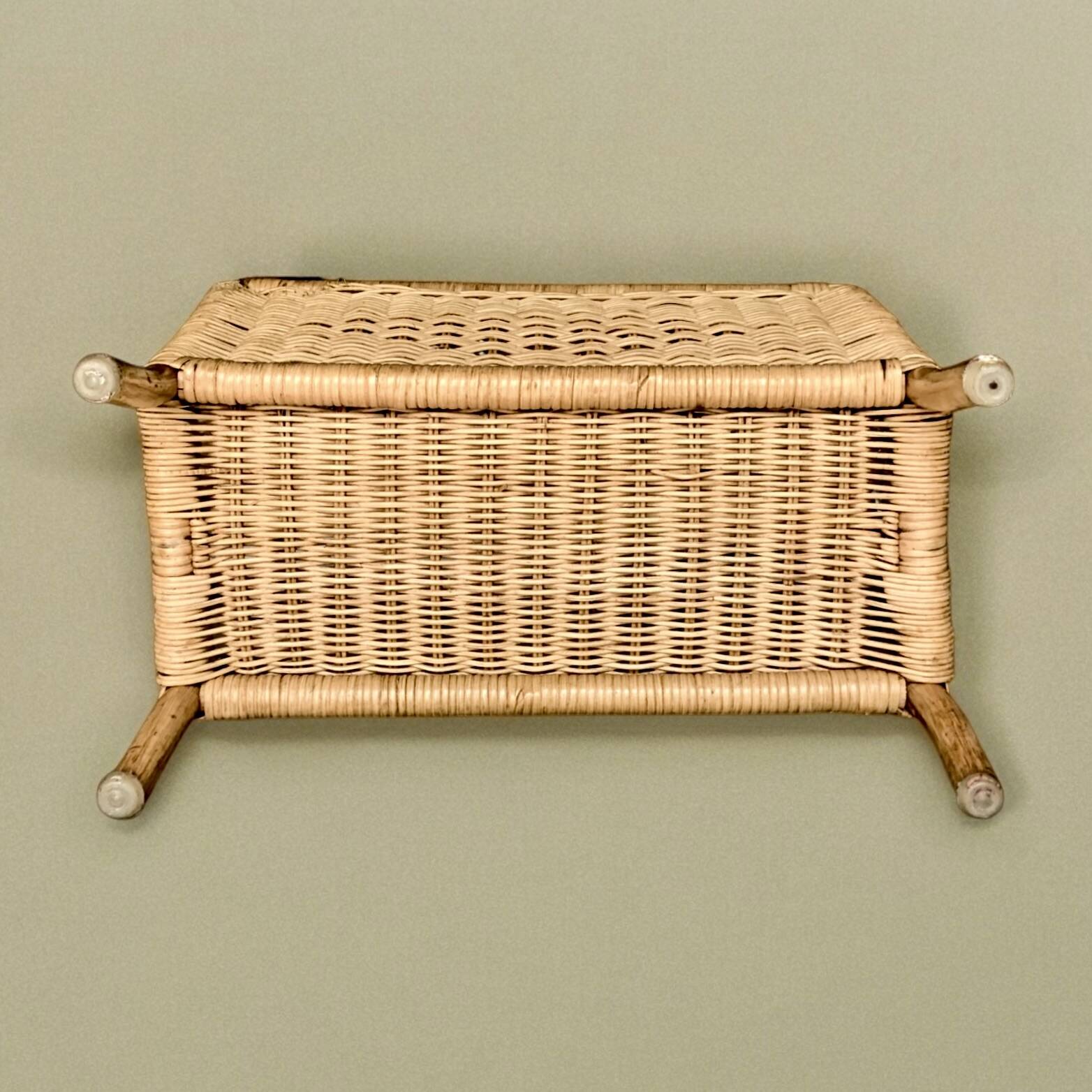 Vintage wicker and bamboo magazine rack