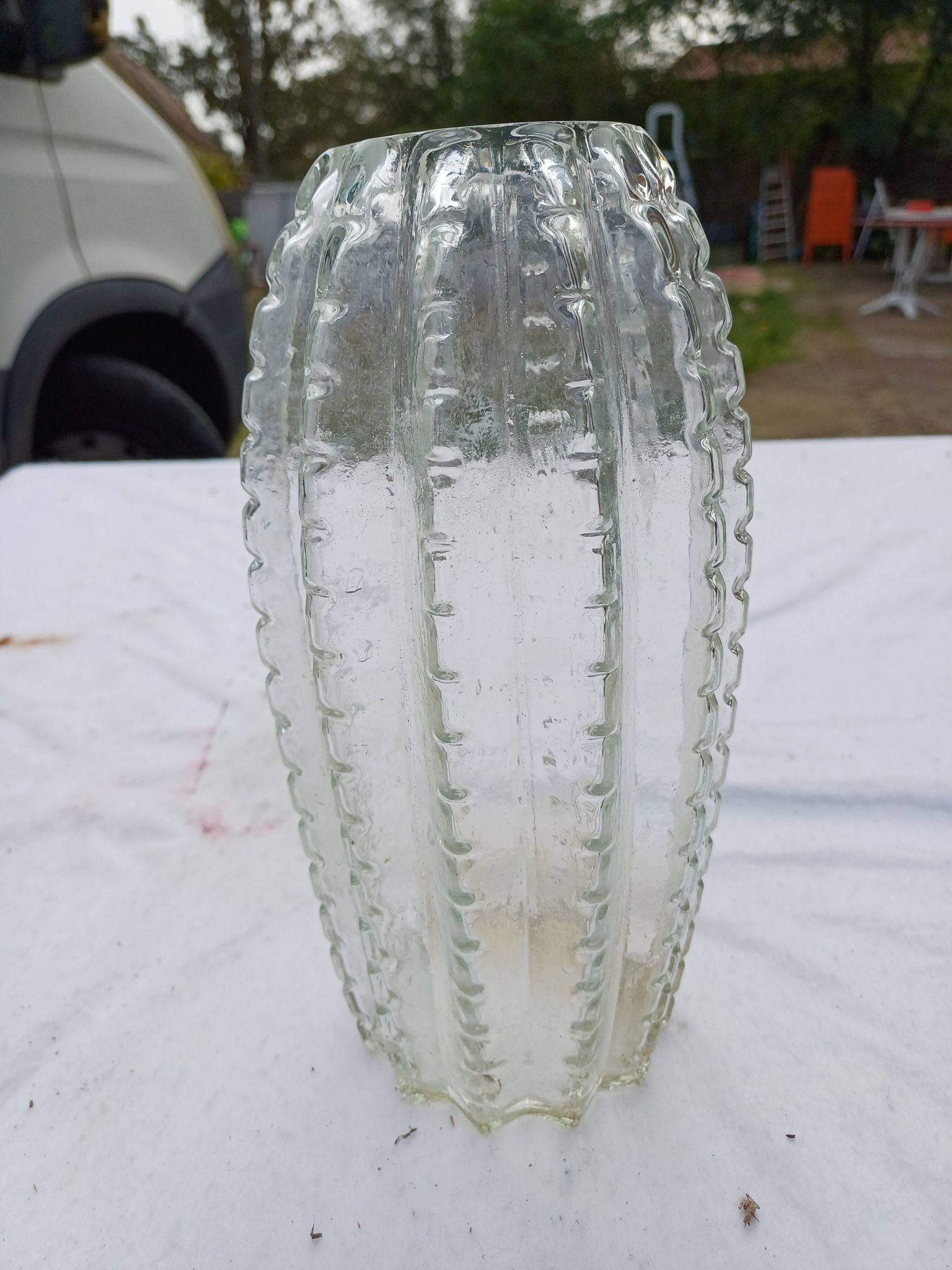 Vase année 60 en verre granité