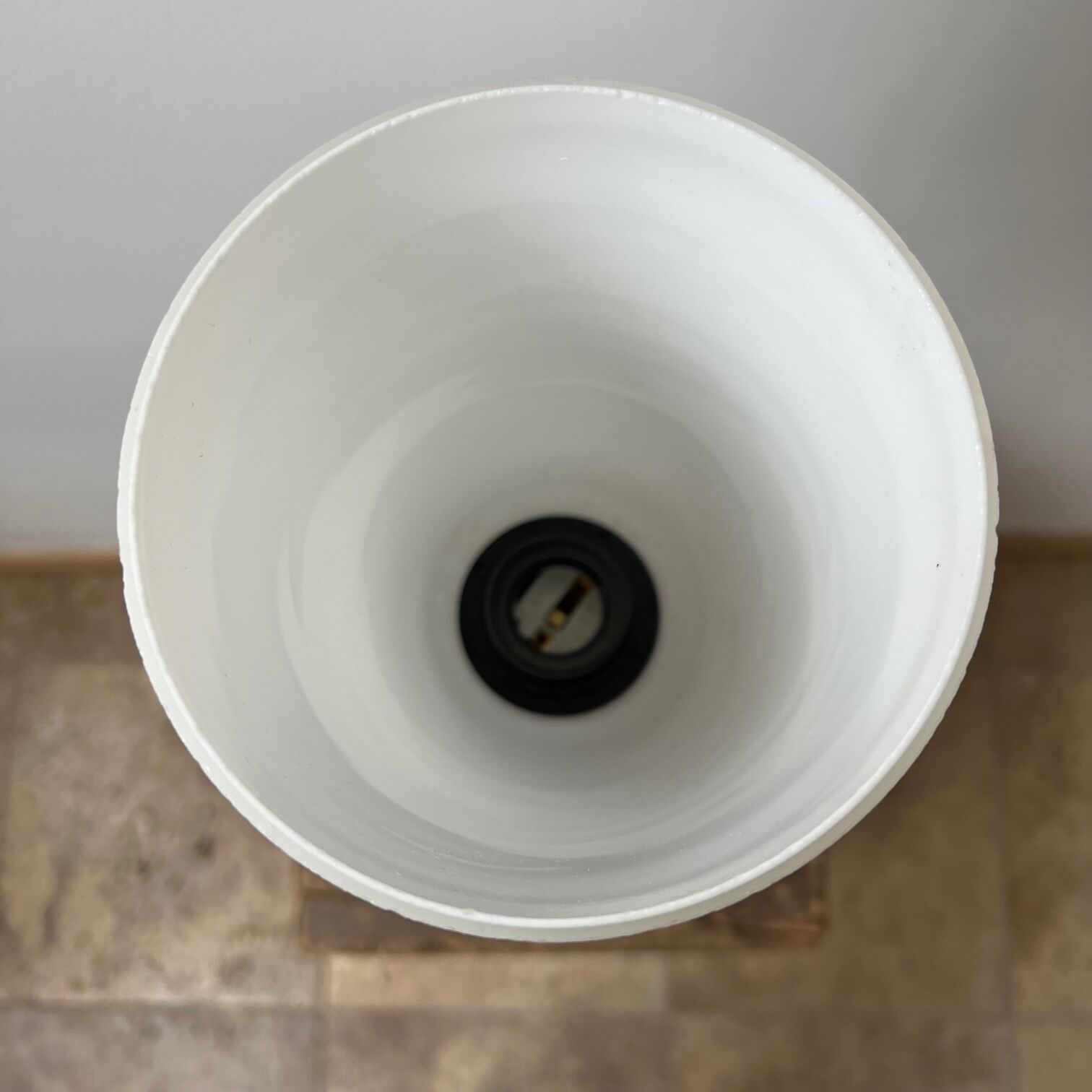 Sonja Katzin Mid-Century Brass and Opaline Glass Table Lamp