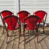 Set of 5 François Caruelle metal chairs