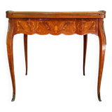 Game table Louis XV style, Napoleon III period (bronze fall and bronze belt, marqueteri
